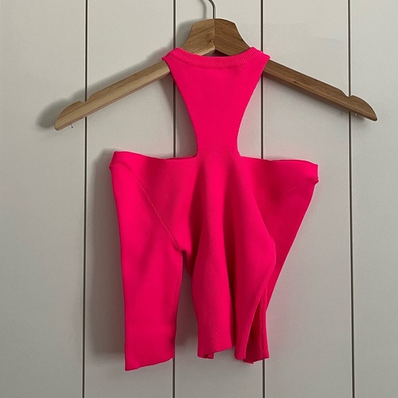 GCDS Cut Out Cropped Knit Top in Pink - Picture 5 of 5